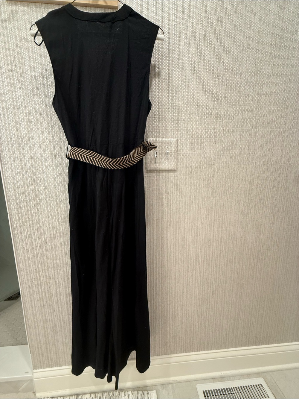 Zara Black Ruffled V-Neck Button-Front Jumpsuit - Picture 3 of 4